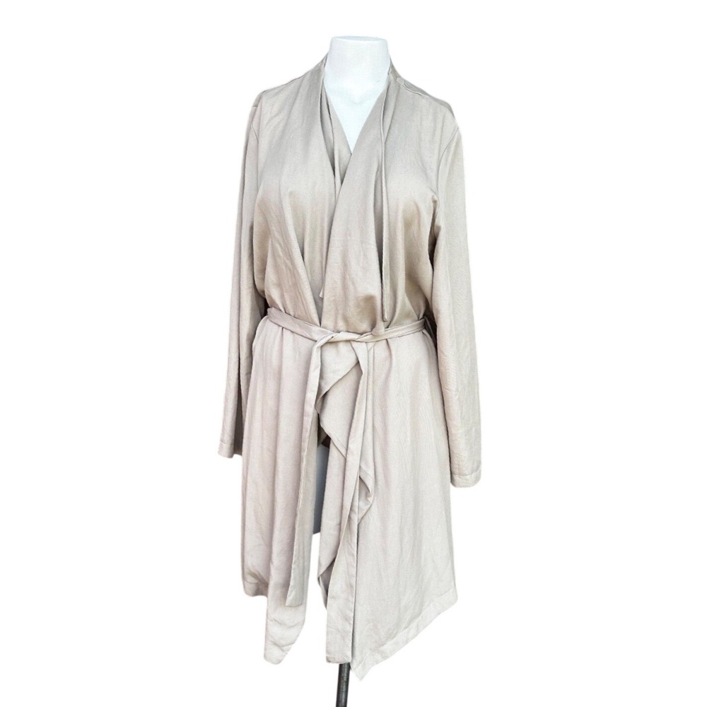 Elaine Rose Kimono Jacket XL Champagne Waterfall Drape Sash Belt Boho NEW Luxury